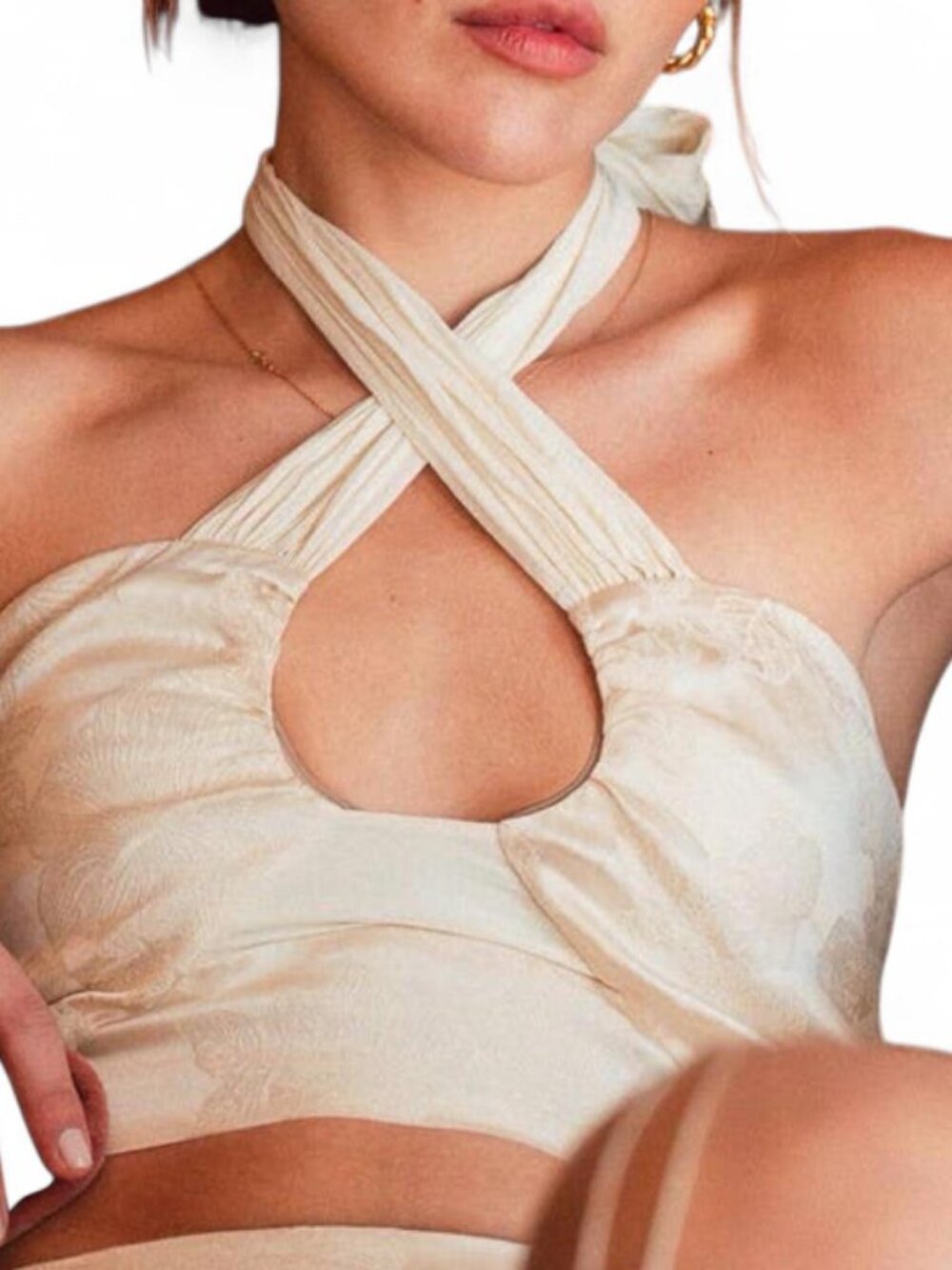 Fore Collection Floral Halter Tie Back Top